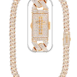 34 Carat Lab Grown Diamond Mens Cuban Link Chain Necklace Solid Gold 16 MM