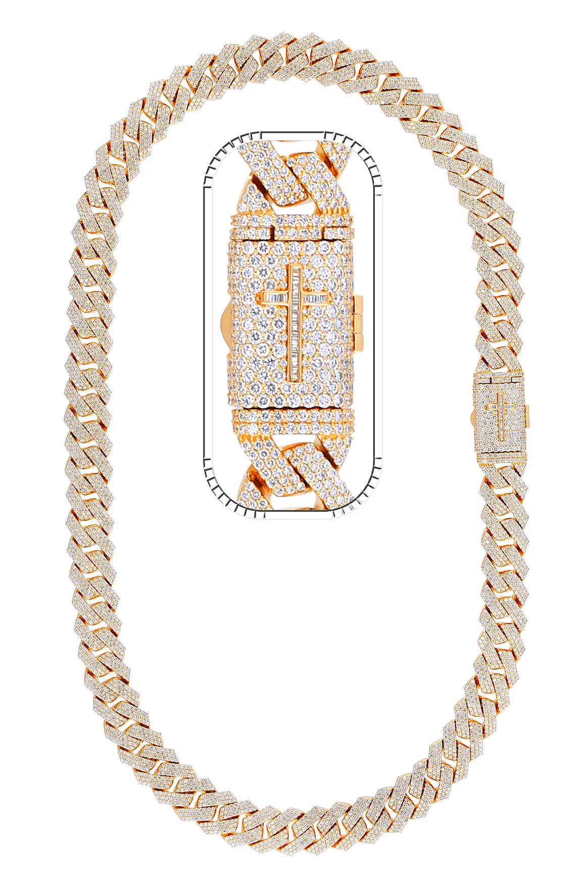34 Carat Lab Grown Diamond Mens Cuban Link Chain Necklace Solid Gold 15 MM