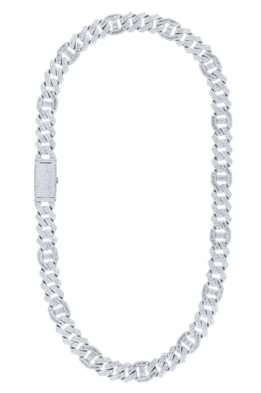 33 Carat Lab Grown Diamond Mens Cuban Link Chain Necklace Solid Gold 15 MM - Image 2