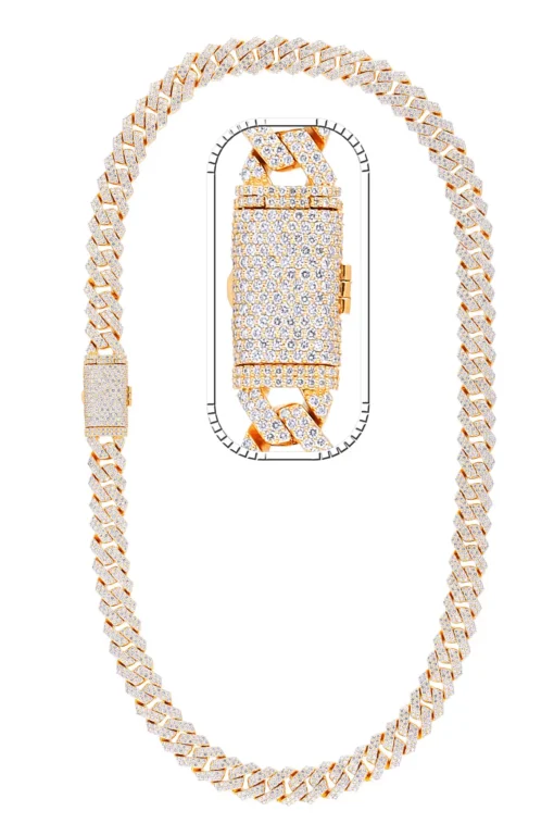 33 Carat Lab Grown Diamond Mens Cuban Link Chain Necklace Solid Gold 13 MM