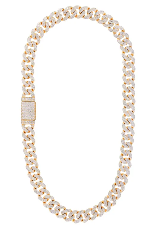 33 Carat Lab Grown Diamond Mens Cuban Link Chain Necklace Solid Gold 16 MM - Image 2