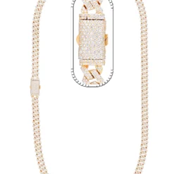 10 Carat Lab Grown Diamond Mens Cuban Link Chain Necklace Solid Gold 8 MM
