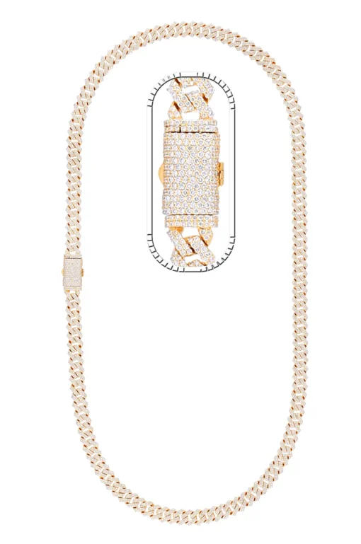 10 Carat Lab Grown Diamond Mens Cuban Link Chain Necklace Solid Gold 8 MM