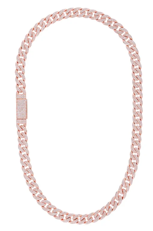 10 Carat Lab Grown Diamond Mens Cuban Link Chain Necklace Solid Gold 8 MM - Image 2