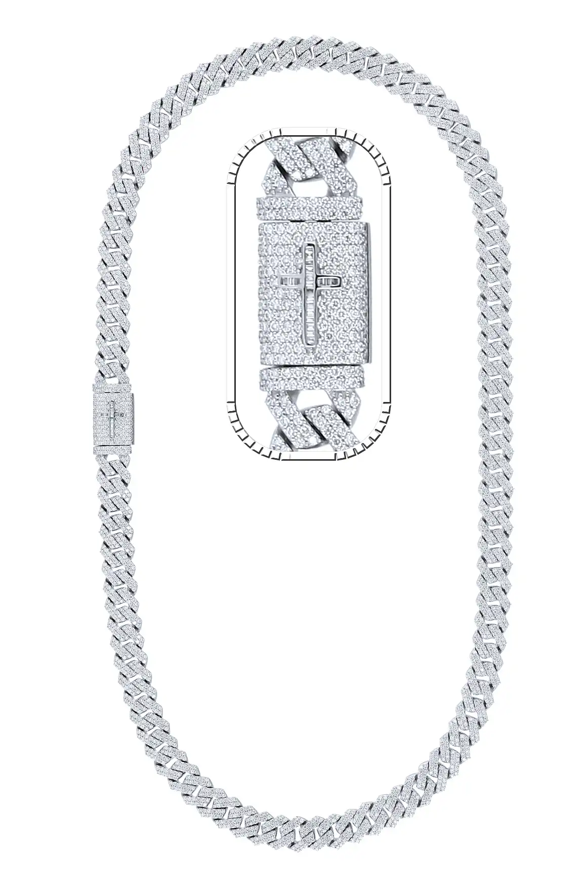 21 Carat Lab Grown Diamond Mens Cuban Link Chain Necklace Solid Gold 11 MM