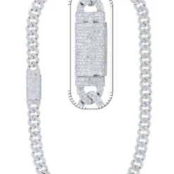 25 Carat Lab Grown Diamond Mens Cuban Link Chain Necklace Solid Gold 14 MM