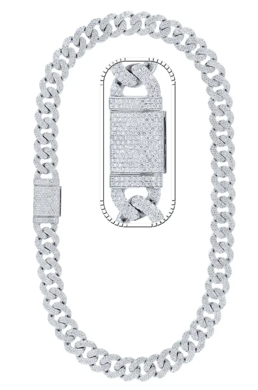45 Carat Lab Grown Diamond Mens Cuban Link Chain Necklace Solid Gold 18 MM