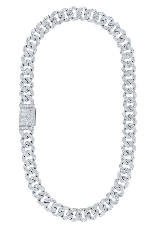 45 Carat Lab Grown Diamond Mens Cuban Link Chain Necklace Solid Gold 18 MM - Image 2