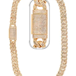 28 Carat Lab Grown Diamond Mens Cuban Link Chain Necklace Solid Gold 17 MM