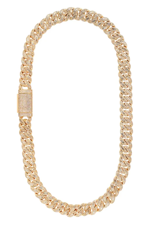 28 Carat Lab Grown Diamond Mens Cuban Link Chain Necklace Solid Gold 17 MM - Image 2