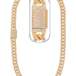 18 Carat Lab Grown Diamond Mens Cuban Link Chain Necklace Solid Gold 13 MM