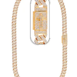 27 Carat Lab Grown Diamond Mens Cuban Link Chain Necklace Solid Gold 12 MM
