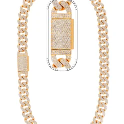 33 Carat Lab Grown Diamond Mens Cuban Link Chain Necklace Solid Gold 16 MM