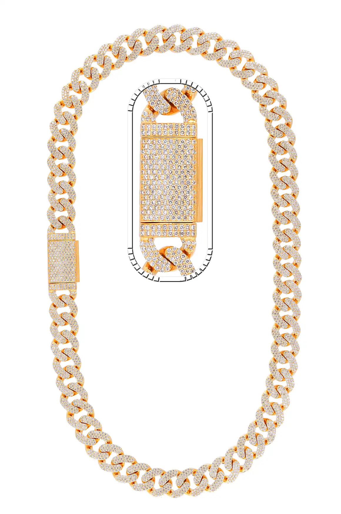 33 Carat Lab Grown Diamond Mens Cuban Link Chain Necklace Solid Gold 16 MM