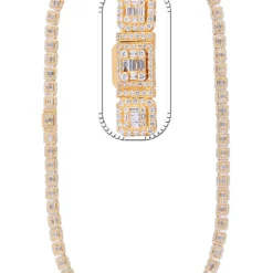 26 Carat Lab Grown Diamond Mens Cuban Link Chain Necklace Solid Gold 9.5 MM