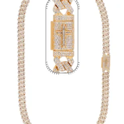 21 Carat Lab Grown Diamond Mens Cuban Link Chain Necklace Solid Gold 11 MM