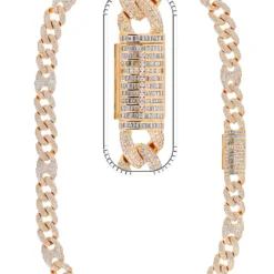 31 Carat Lab Grown Diamond Mens Cuban Link Chain Necklace Solid Gold 14 MM