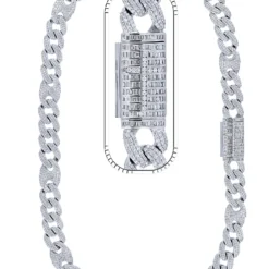 28 Carat Lab Grown Diamond Mens Cuban Link Chain Necklace Solid Gold 14 MM
