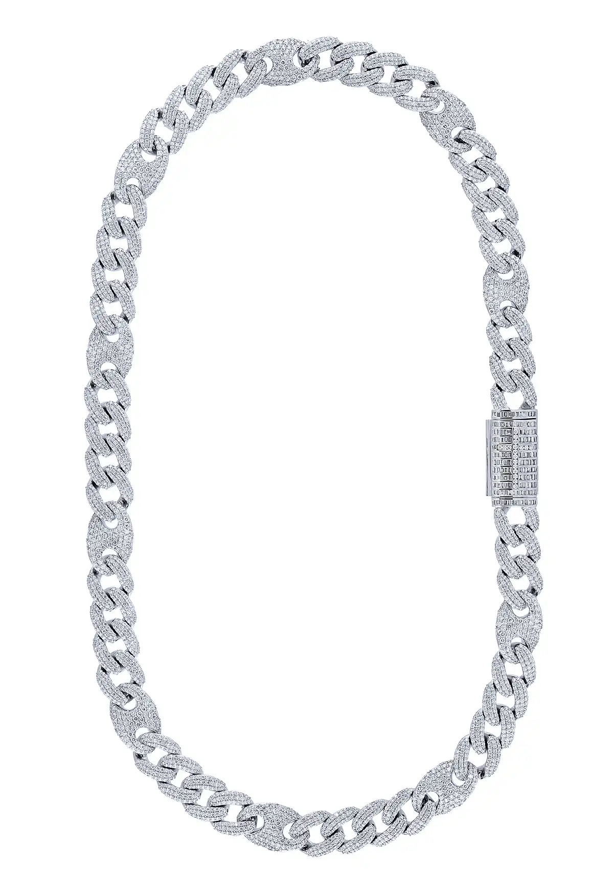 28 Carat Lab Grown Diamond Mens Cuban Link Chain Necklace Solid Gold 14 MM - Image 2