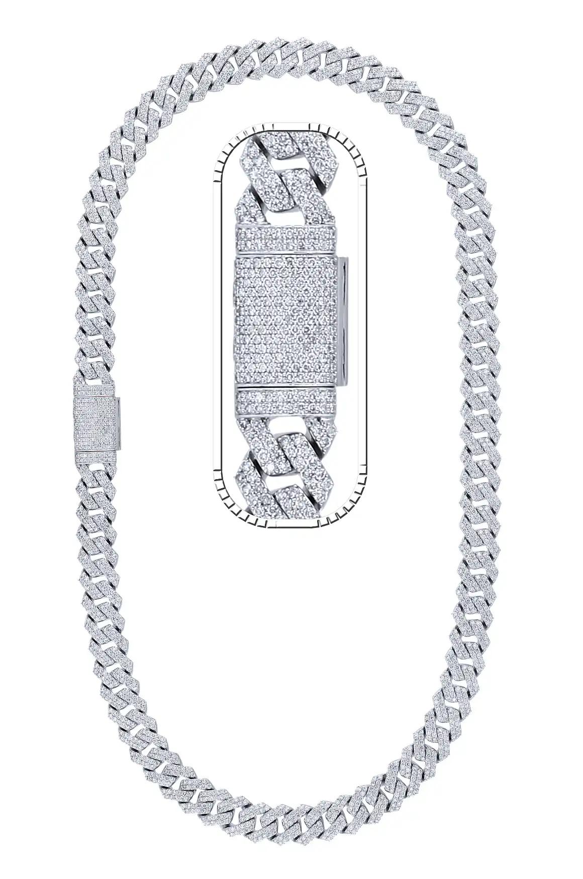 32 Carat Lab Grown Diamond Mens Cuban Link Chain Necklace Solid Gold 13 MM