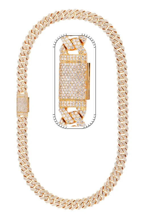 36 Carat Lab Grown Diamond Mens Cuban Link Chain Necklace Solid Gold 14 MM