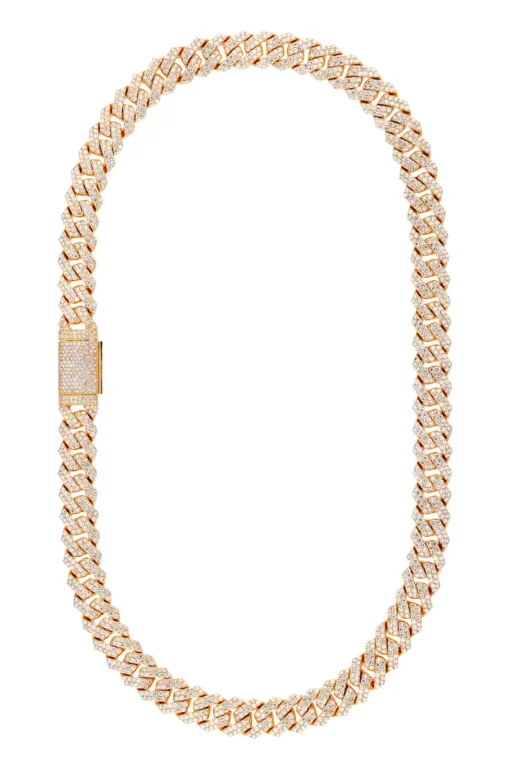 36 Carat Lab Grown Diamond Mens Cuban Link Chain Necklace Solid Gold 14 MM - Image 2