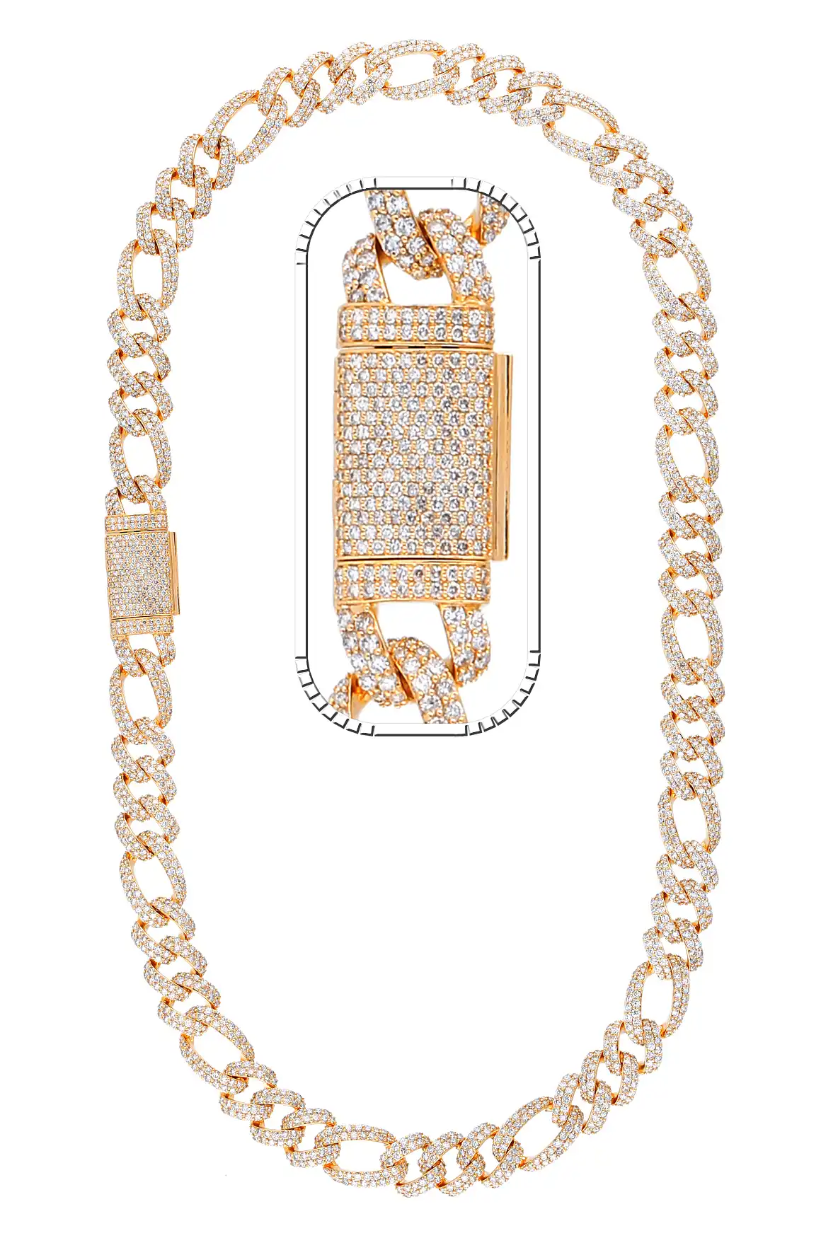 52 Carat Lab Grown Diamond Mens Cuban Link Chain Necklace Solid Gold 14 MM