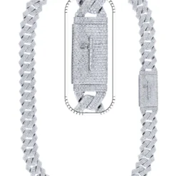 50 Carat Lab Grown Diamond Mens Cuban Link Chain Necklace Solid Gold 18 MM
