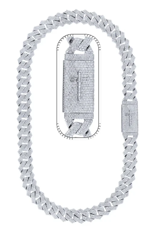 50 Carat Lab Grown Diamond Mens Cuban Link Chain Necklace Solid Gold 18 MM
