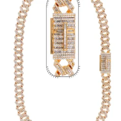 24 Carat Lab Grown Diamond Mens Cuban Link Chain Necklace Solid Gold 14 MM