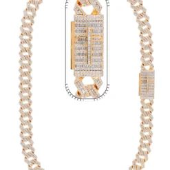 22 Carat Lab Grown Diamond Mens Cuban Link Chain Necklace Solid Gold 14 MM