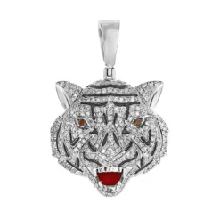 Tiger 1.5 CT Round Lab Grown Diamond Gold gold animal pendant