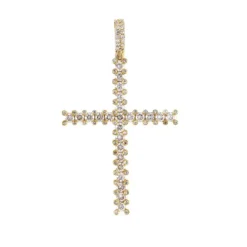 1.71 CT Round Lab Grown Diamond Gold mens gold cross pendant