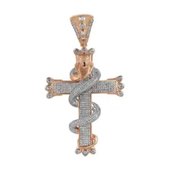 2.27 CT Round Lab Grown Diamond Gold mens cross pendant