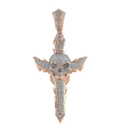 1.3 CT Round Lab Grown Diamond Gold mens gold cross pendant