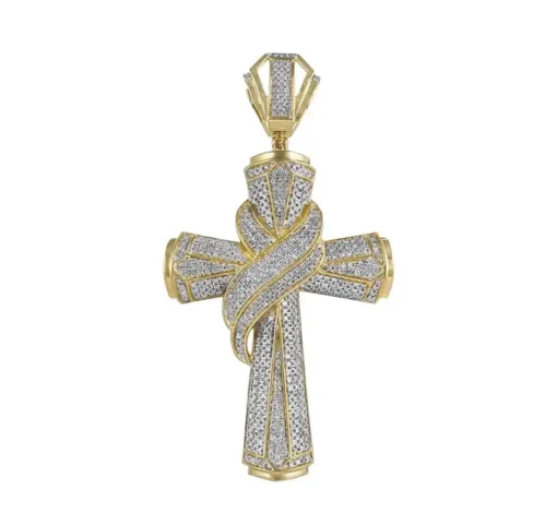 2.44 CT Round Lab Grown Diamond Gold cross pendant