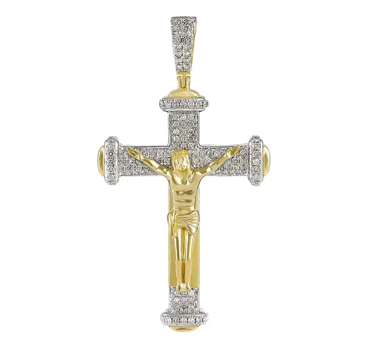 0.67 CT Round Lab Grown Diamond Gold diamond cross pendant
