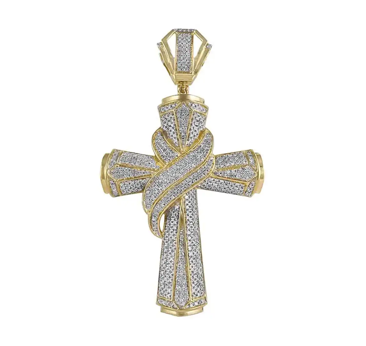 2.44 CT Round Lab Grown Diamond Gold cross pendant
