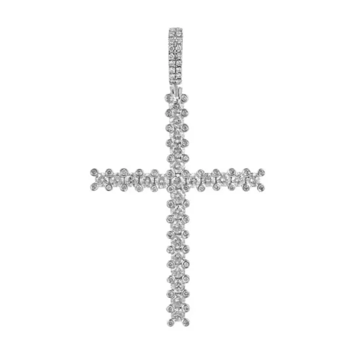 1.67 CT Round Lab Grown Diamond Gold mens cross pendant