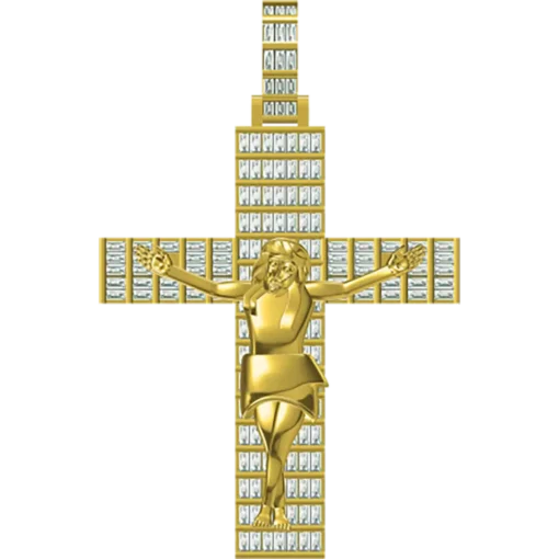 3.298 CT Round Lab Grown Diamond Gold Cross Pendant