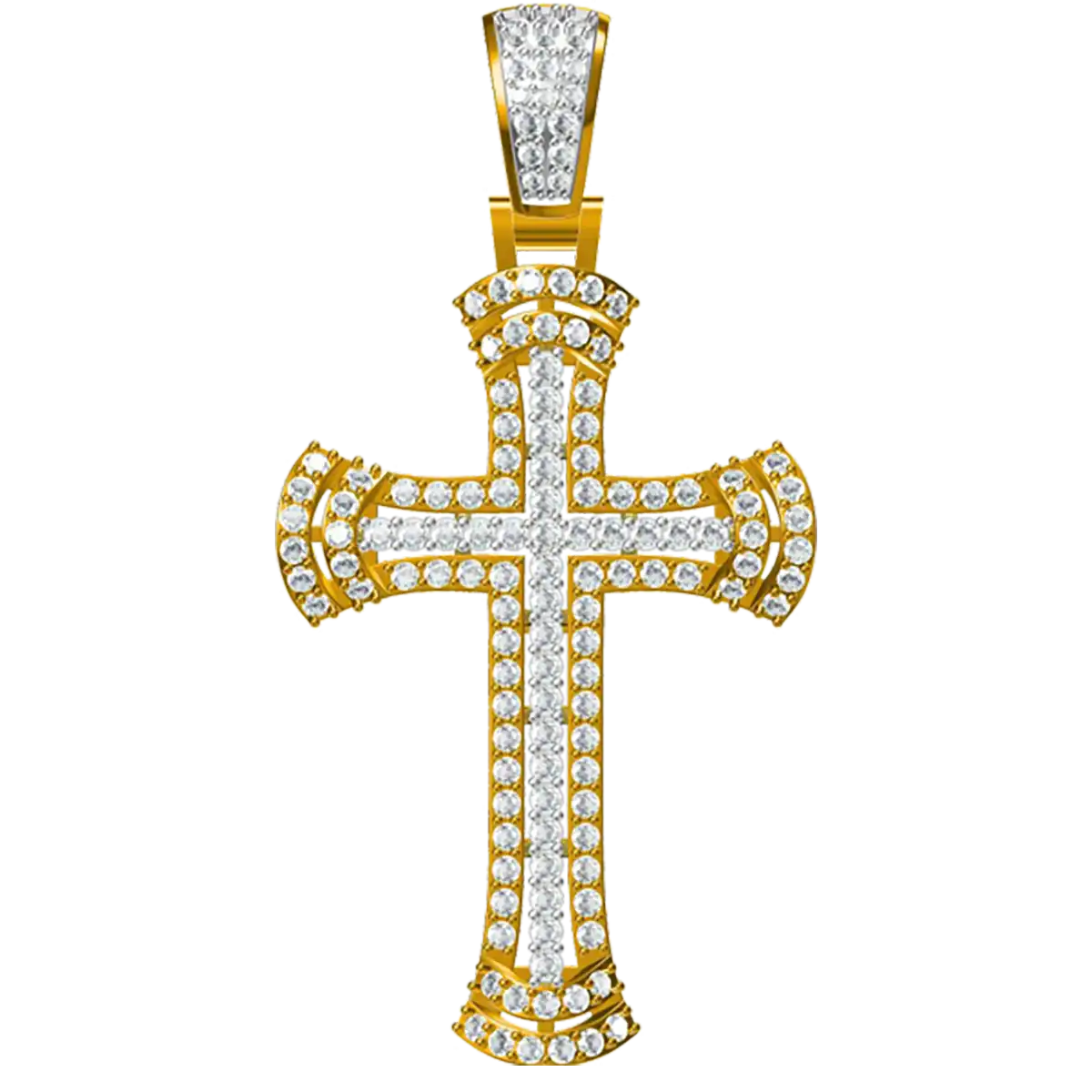 1.64 CT Round Lab Grown Diamond Gold Cross Pendant