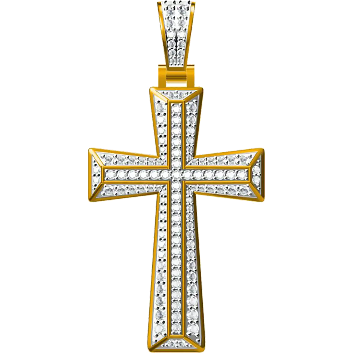 1.239 CT Round Lab Grown Diamond Gold Cross Pendant