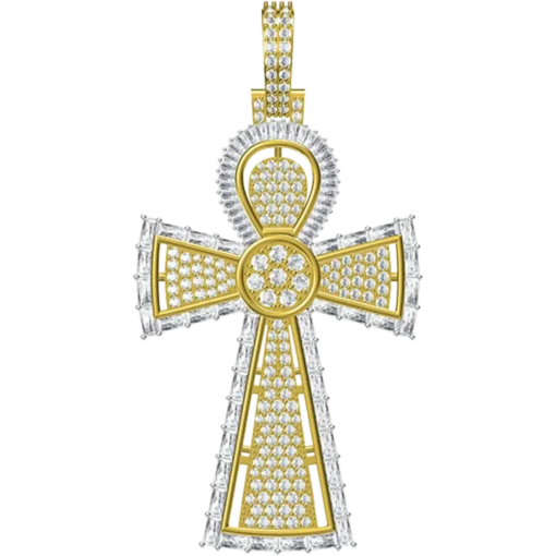 1.754 CT Round Lab Grown Diamond Gold Cross Pendant
