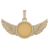 1.598 CT Round Lab Grown Diamond Gold Circle With Wings Memory Pendant