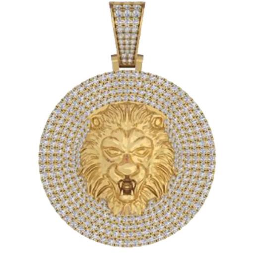 1.788 CT Round Lab Grown Diamond Gold Lion Head Pendant