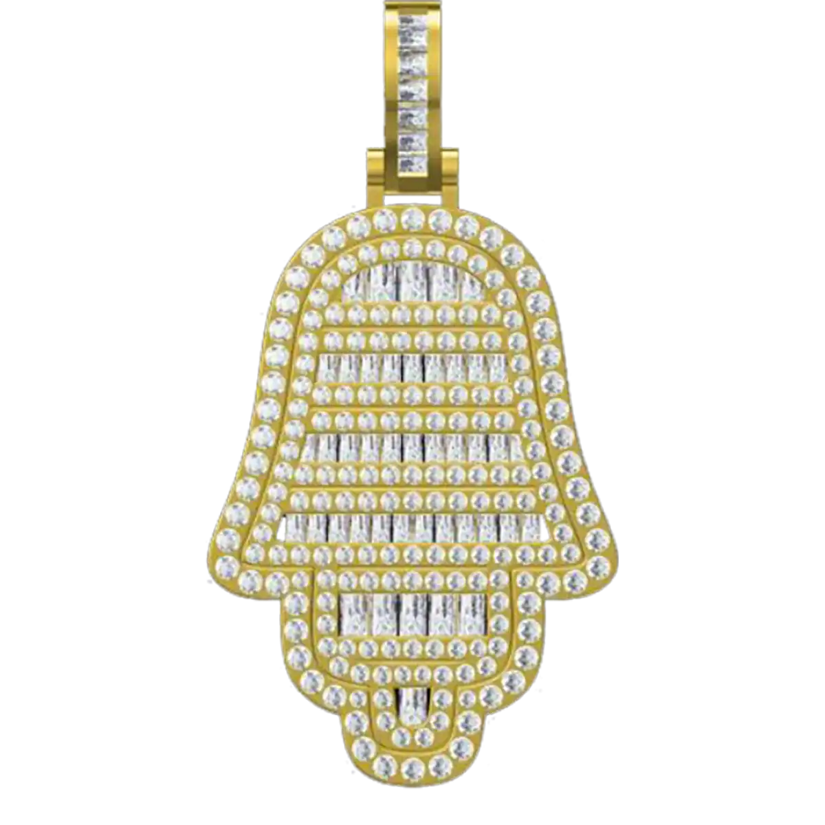 1.763 CT Round Lab Grown Diamond Gold Hamsa Hand of Fathima Charm Pendant