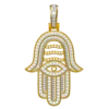 1.199 CT Round Lab Grown Diamond Gold Hamsa Hand of Fathima Charm Pendant