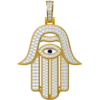 1.418 CT Round Lab Grown Diamond Gold Hamsa Hand of Fathima Charm Pendant