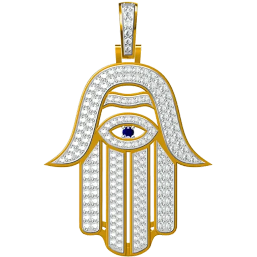 1.418 CT Round Lab Grown Diamond Gold Hamsa Hand of Fathima Charm Pendant