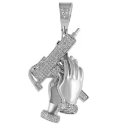 0.61 CT Round Lab Grown Diamond Gold diamond cross pendant
